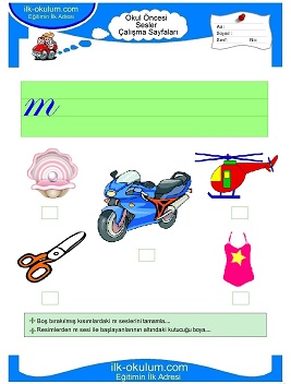 Çocuklar İçin M Sesi Çalışma Sayfaları 